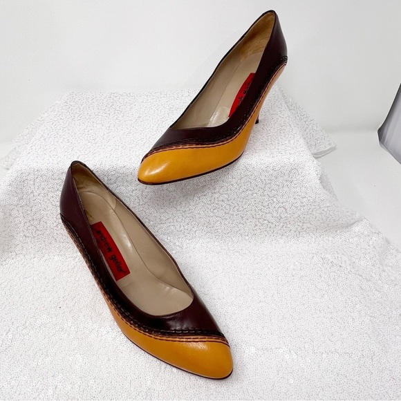 Andrew Gellar made in Italy brown and mustard yellow pumps. Size 7.5 women’s - Picture 9 of 16